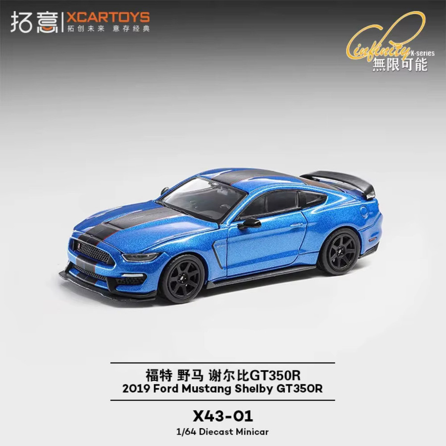 POP RACE 2019 Ford Mustang Shelby GT350, Legierung Druckguss-Modell, 1:64, Blau - Bild 1
