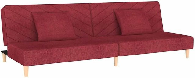 vidaXL Schlafsofa 2-Sitzer Click-Clack mit 2 Kissen in Weinrot aus Stoff und Holzrahmen - Bild 1