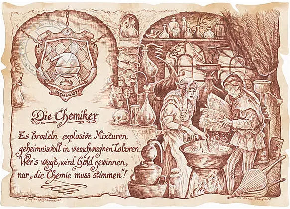Zunftbild Chemiker auf Antikpapier von Tantum Graphic, Vintage Poster in Multicolor, A4 Format - Bild 1