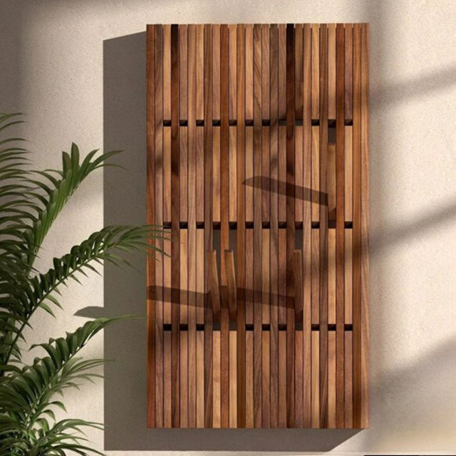 OEMG Wandgarderobe aus Buchenholz in Braun mit Hutablage und Haken für den Flur - Bild 1