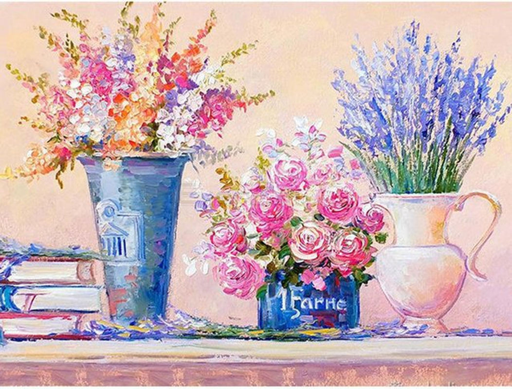 FIYO Diamond Painting Set Blumen Motiv Mehrfarbig Wanddekoration B: 30 cm x H: 20 cm - Bild 1