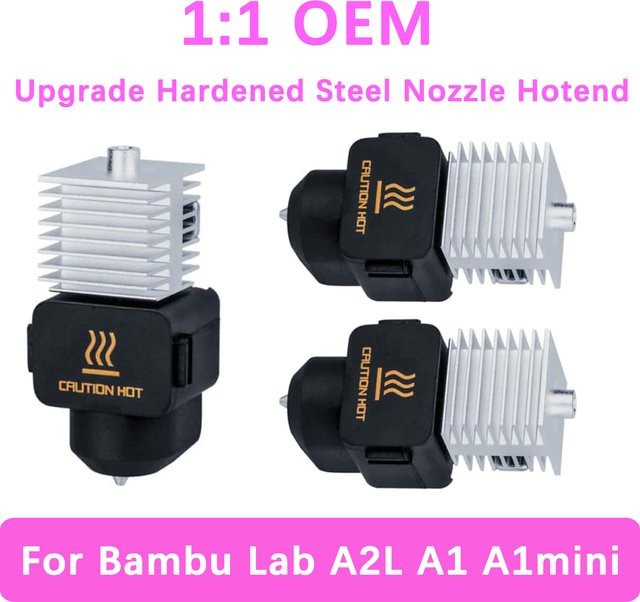 A2L Hochpräzisions-All-in-One-Hotend für Bambu Lab A1 und A1 mini mit gehärteter Stahldüse in Silber - Bild 1