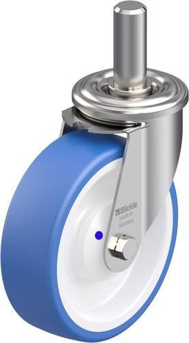 Blickle Edelstahl-Lenkrolle LEXZ-POTHS 125XKA mit 125 mm Rad-Durchmesser und 150 kg Tragfähigkeit in Blau-Weiß - Bild 1