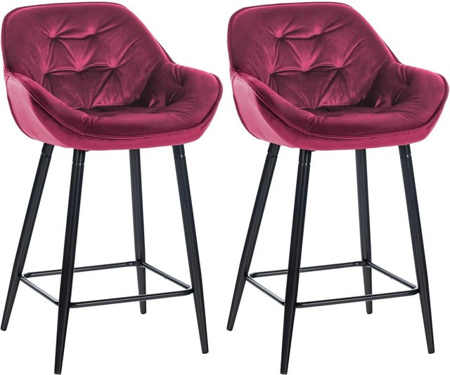 DELUKE 2er Set Barhocker KUTOR aus Samt in Lila mit Lehne und modernem Design, B/T/H: 54 x 57,5 x 103 cm - Bild 1