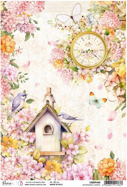 Motiv-Strohseide Ciao Bella Flower Shop - Vogelwelt in Multicolor, Format A4, matt - Bild 1