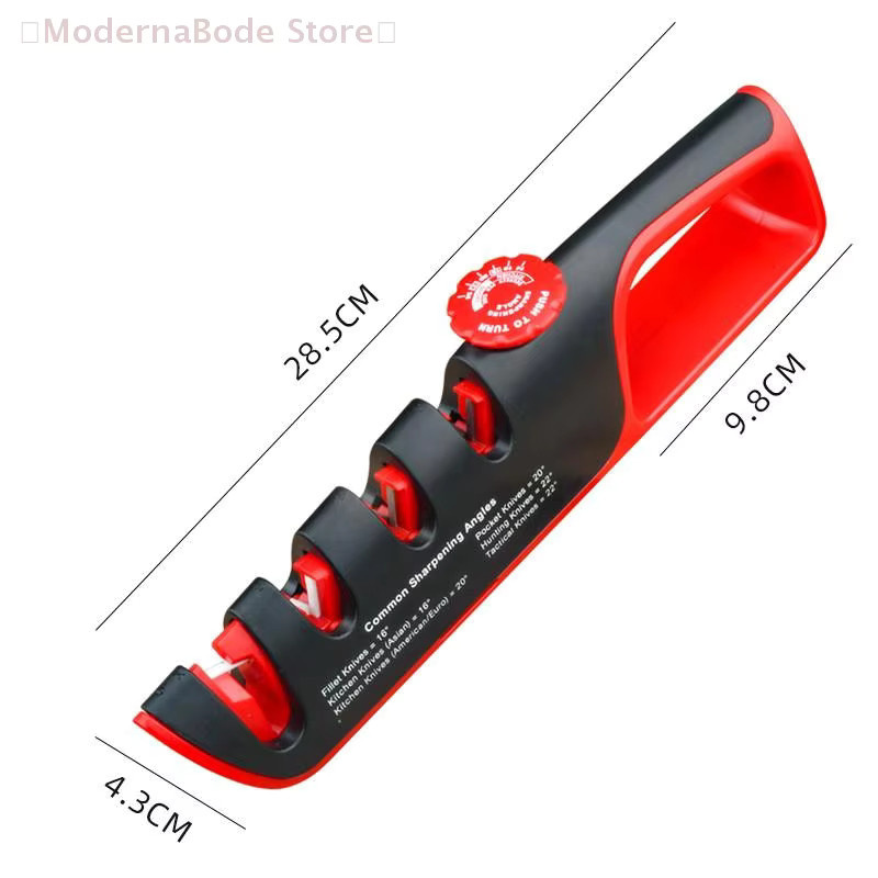 Hoeaden 4-in-1 Messerschärfer mit verstellbarem Winkel in Rot für Küchenmesser und Scheren - Bild 5