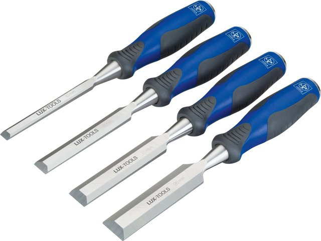 LUX-TOOLS Comfort Stechbeitel-Set 4-teilig aus Chrom-Vanadium-Stahl in Blau - Bild 1
