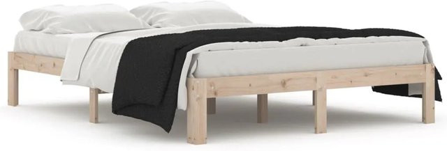 vidaXL Massivholzbett aus Kiefer in Rustikalem Design, B/T/H: 143,5 x 193,5 x 30 cm - Bild 1