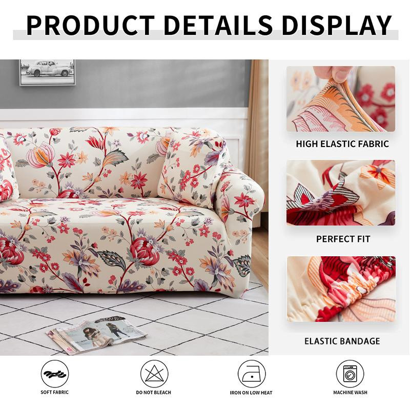 Yiran Furniture Dehnbarer Sofabezug mit geometrischem Print, Waschbarer Möbelschutz für Sofas und Zweisitzer, Mehrfarbig, Breite: 140 cm - Bild 2