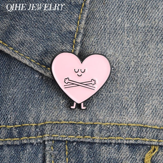 QIHE JEWELRY Anstecknadel Emaille, Rosa, Verspielt - Bild 1
