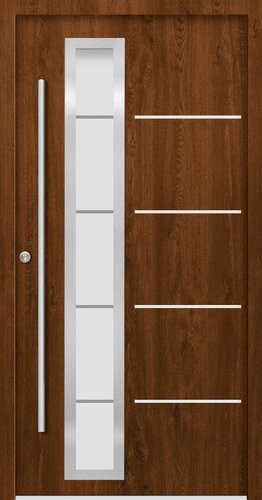 Splendoor Haustür SPLIT Prime aus Aluminium in Nussbaum Braun mit Glaseinsatz, Höhe: 210,0 cm, Breite: 110,0 cm, Tiefe: 7,0 cm - Bild 1