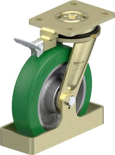 Blickle Schwerlast-Lenkrolle LS-GST 200K-RI4-FS in Grün und Silber mit 800 kg Tragfähigkeit und 200 mm Rad-Durchmesser - Bild 1