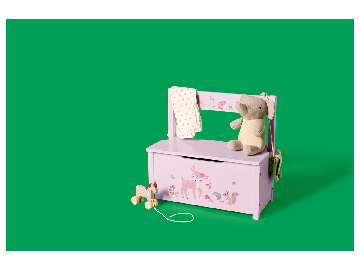 LUPILU Truhenbank aus Holz in Rosa für das Kinderzimmer, B/T/H: 58,5 x 29,0 x 60,0 cm - Bild 2