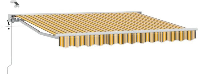 vidaXL Elektrische Ausziehbare Markise mit Semi-Cassette in Gelb Grau und Weiß, Breite: 250 cm, Auszug: 200 cm - Bild 1