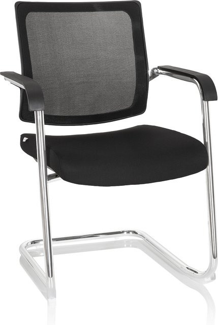 hjh OFFICE Freischwinger LEVIA V in Schwarz mit Stoff und Netzstoff - Bild 1