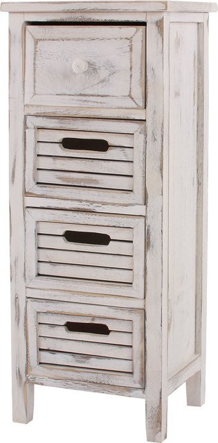MCW Kommode H18 in Weiß im Shabby-Look aus Paulowniaholz, B/T/H: 74 x 25 x 30 cm - Bild 1