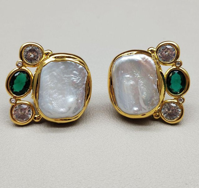 Ohrstecker SETTIMANA, Perle, Zirkonia, Gold, Unisex - Bild 1