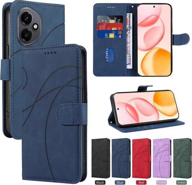 Magnetische Leder-Klapphülle mit Brieftaschenfunktion für Honor 5G Modelle in Blau - Bild 1