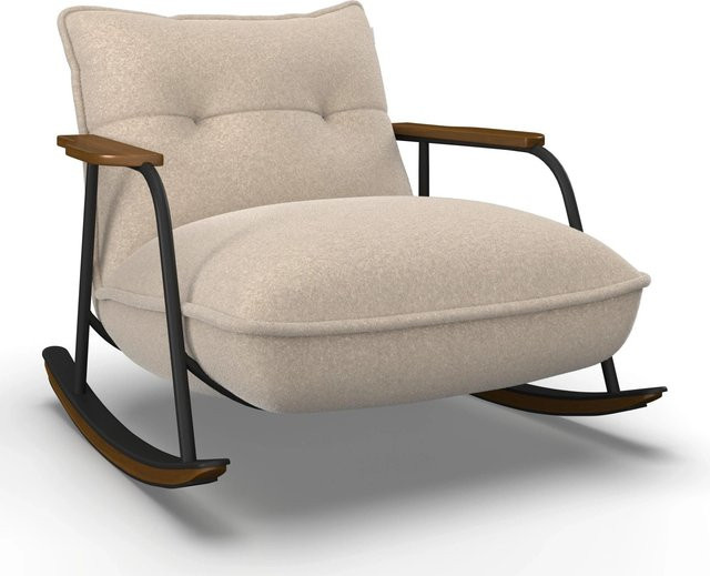 Bessagi Home Schaukelsessel Ines in Beige mit Bouclé-Bezug und Armlehnen - Bild 1
