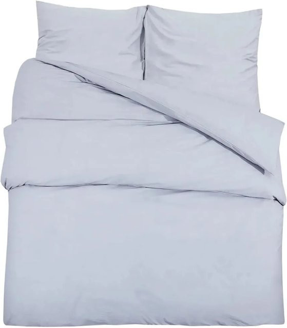 vidaXL Bettwäsche-Set aus Mikrofaser in Grau mit Bettbezug und Kissenbezug, B/H: 200 x 220 cm und 80 x 80 cm - Bild 1