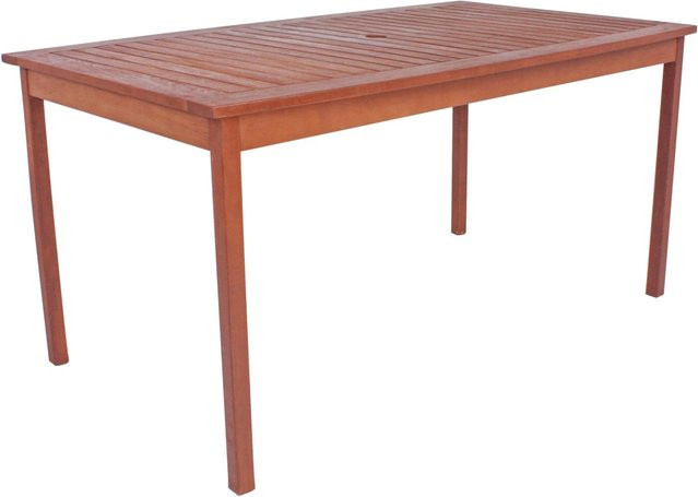 DELUKE Gartentisch HALLE aus Eukalyptusholz in Natur Braun, rechteckiger Terrassentisch wetterfest für Garten und Balkon, B/T/H: 150 x 90 x 73 cm - Bild 1