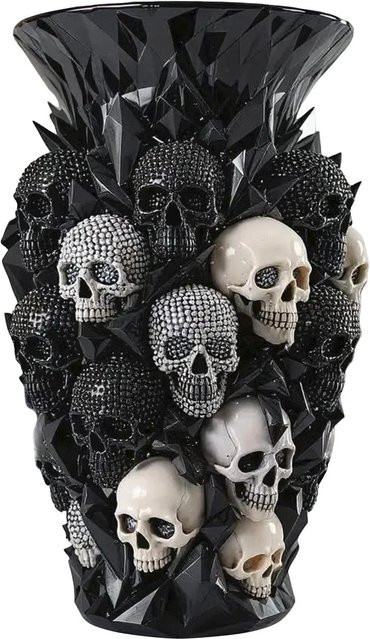 Geometrische Totenkopf-Dekorationsvase von P andora mit dreidimensionalem Reliefdesign aus Harz für dein Zuhause oder Büro - Bild 1