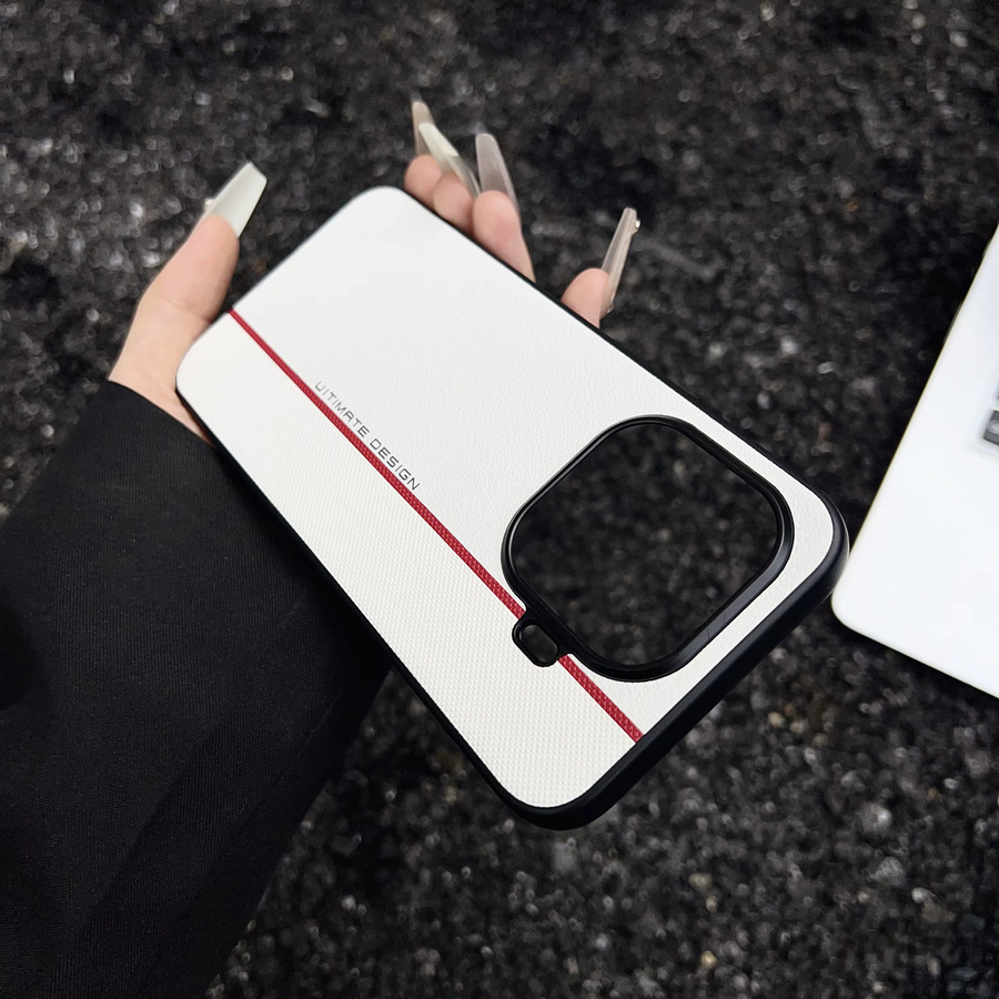 Business Red Line Lychee-Leder Schutzhülle mit Metall-Objektivschutz für Xiaomi 17T Pro 17 Ultra 17 Pro Max 15 14 13 Ultra in Rot und Weiß - Bild 2