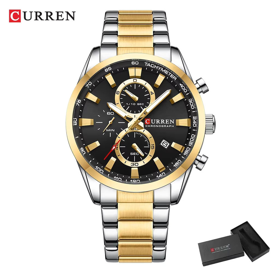CURREN Chronograph, Quarz, Edelstahl, Schwarz, Herren - Bild 2