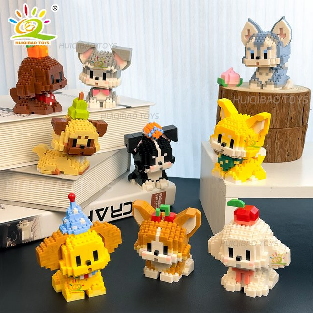 HUIQIBAO Haustier Hund Katze Micro Modell Baustein, Tiere, Bunt / Mehrfarbig - Bild 1