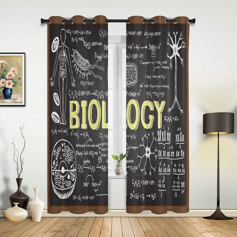 Moderne semi-transparente Fenstergardine Super Six mit Biologie Zellstruktur Muster in Multicolour, Breite: 135 cm, Höhe: 60 cm - Bild 2