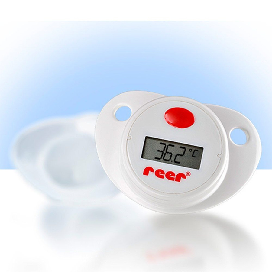 Reer Schnuller-Fieberthermometer in Rot-Weiß aus BPA-freiem Silikon und Kunststoff - Bild 1