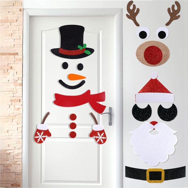 WEIGAO Weihnachts Wandaufkleber aus Filztuch mit Elch, Schneemann und Santa Claus in Mehrfarbig - Bild 1