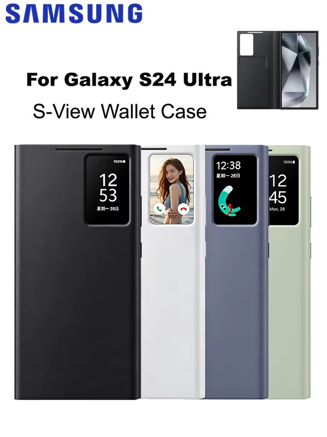 Samsung Galaxy S24 Ultra S-View Brieftaschenhülle EF-ZS928 Smart View Wallet Case mit Kartenfach und Fenster in Schwarz - Bild 6