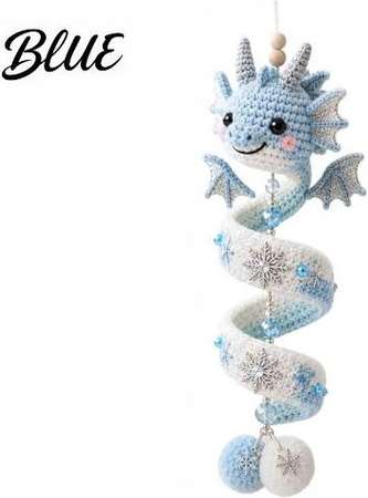 Happiness Party DIY Drachen Spiral Hängeornament Bausatz in Blau als handgehäkeltes Bastelset für Anfänger