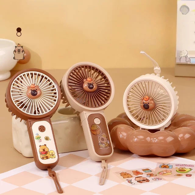 Capibala Mini-Handventilator in Beige, tragbarer USB-Ventilator mit 3 Geschwindigkeiten, wiederaufladbar und kompakt - Bild 1