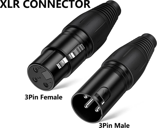 2er-Set XLR Audio 3-Pin Stecker Männlich zu Weiblich in Schwarz für Mikrofone, Mixer und Verstärker - Bild 1