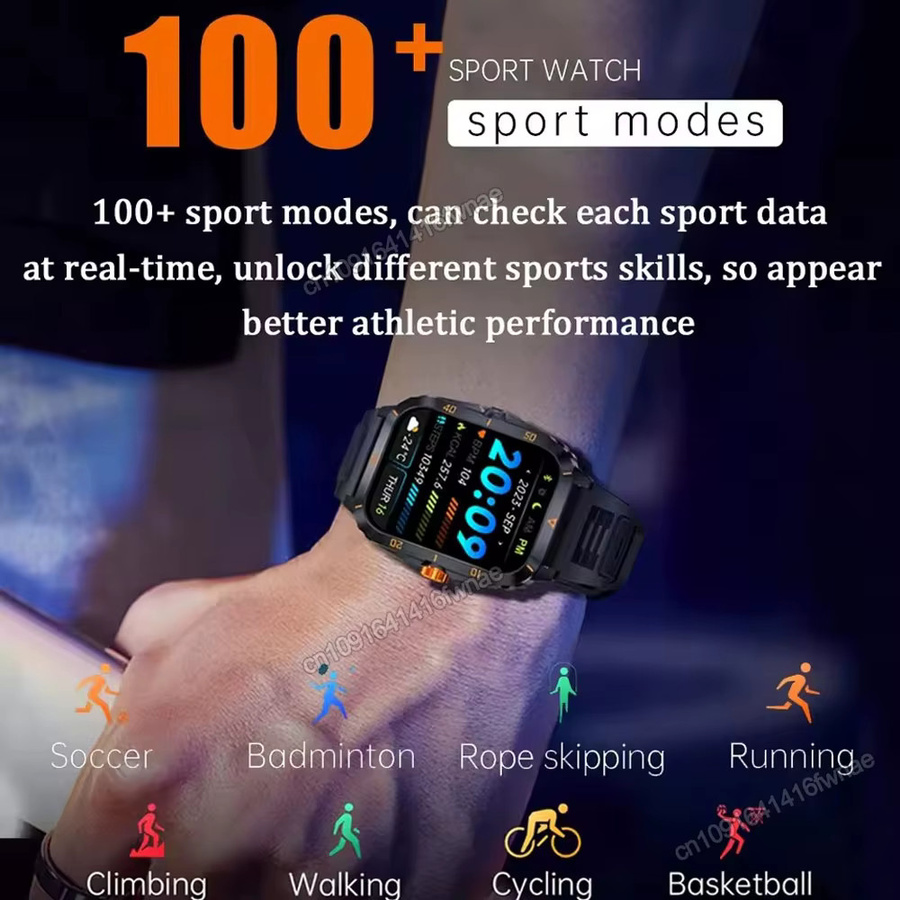 Ola Esporte Militärische Smartwatch für Herren in Schwarz mit GPS, 3ATM Wasserdichtigkeit und Gesundheitsüberwachung - Bild 5