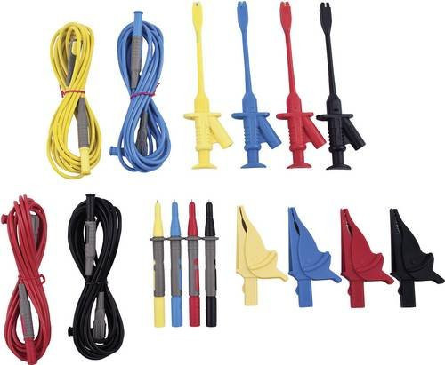 Extech PQ1000 Sicherheits-Messleitungs-Set mit 4mm Lamellensteckern, Länge: 3,00 m, Farben: Schwarz, Rot, Blau, Gelb - Bild 1