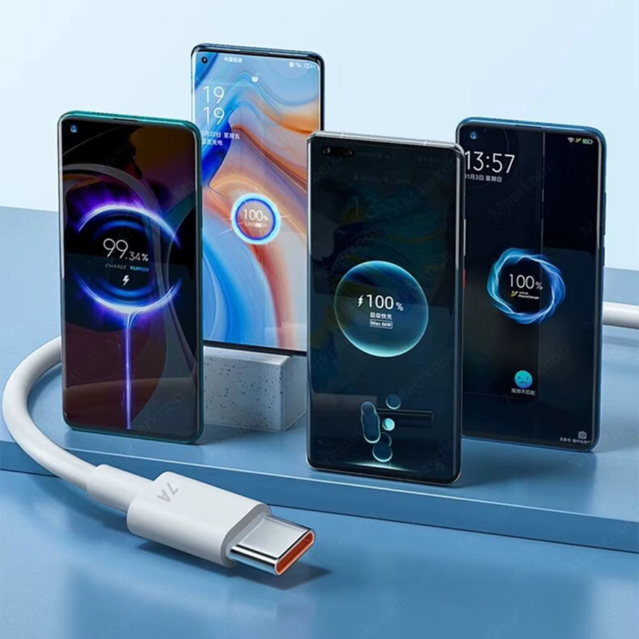 USB-C Superschnelles Ladekabel 100W 7A in Weiß für Android, Xiaomi, Huawei, Samsung und Oppo als USB auf Typ-C Datenkabel - Bild 3