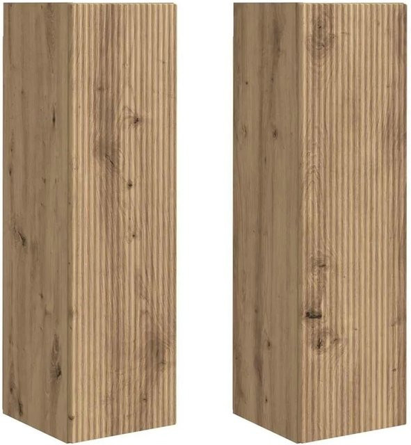Set aus 2 vidaXL TV-Wandschränken in Eiche, modern, braun, B/T/H: 30 x 31 x 100 cm - Bild 1