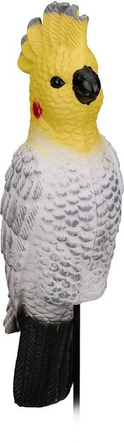 Relaxdays Papagei Dekofigur aus PE-Kunststoff in Weiß, Gelb und Schwarz mit Befestigungsstab, Höhe: 51 cm, Breite: 7 cm, Tiefe: 8 cm - Bild 1