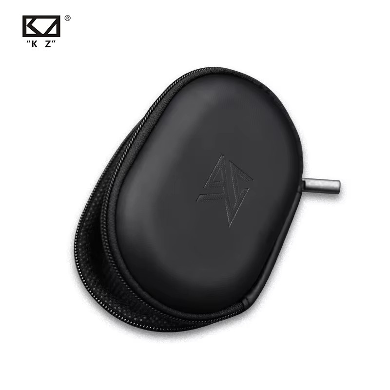 KZ Kopfhörertasche aus PU-Leder und Stoff in Schwarz, ovale und druckbeständige Aufbewahrungstasche - Bild 4
