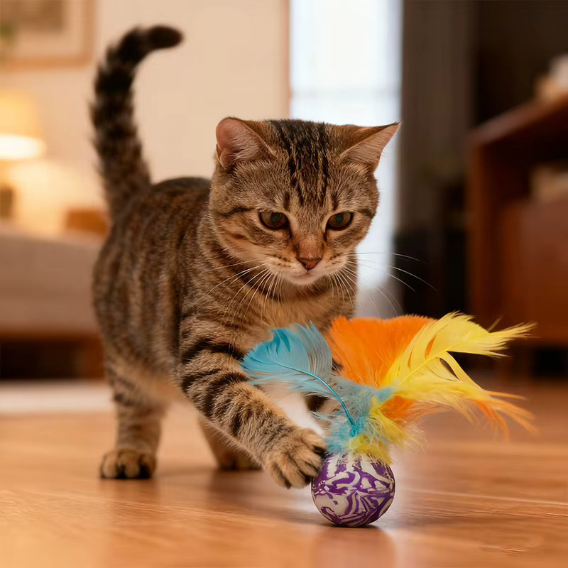 pawstrip Katze Hüpfbälle Spielzeug, 2-teiliges Set, interaktives Feder Spielzeug - Bild 3