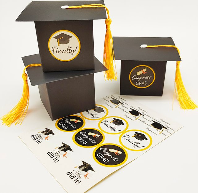 Geschenkboxen Set mit Aufklebern für Partybedarf, Schwarz, aus Papier - Bild 1