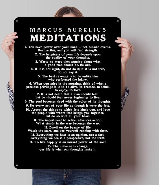 Potdemiel Metallposter Marcus Aurelius Meditations Zitate Wandkunst aus Metall - Bild 1