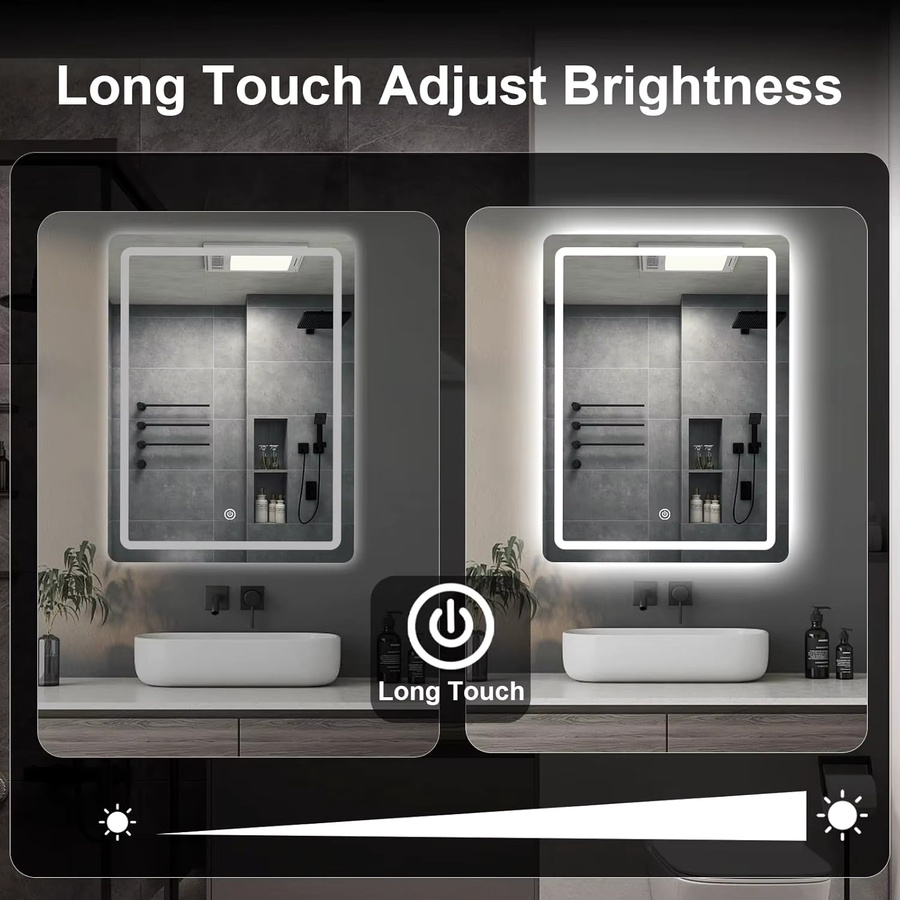 MYGIIVOVO Badezimmer-Wandspiegel mit LED-Beleuchtung, Touch-Schalter und 3 dimmbaren Farben, rechteckig - Bild 5