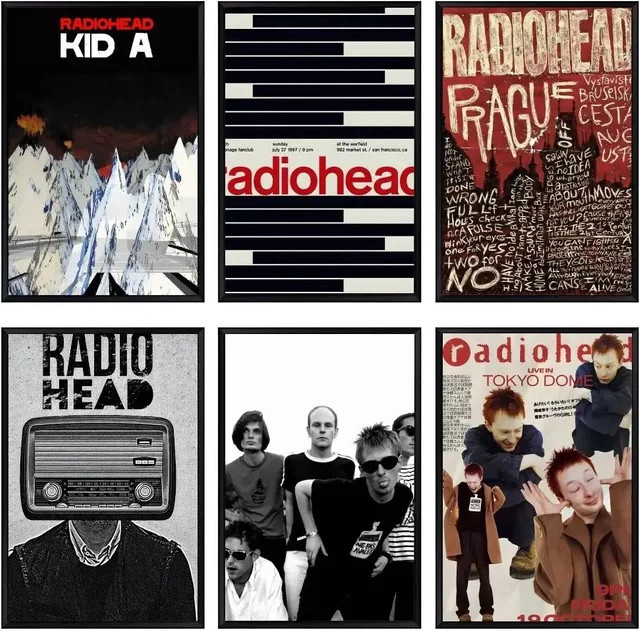 Radiohead Rock-Album-Cover-Poster Vintage Wandkunst aus Kraftpapier in Braun und Mehrfarbig, B/H: 20 x 20 cm - Bild 1
