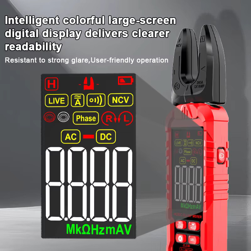 SNAKOL Digitalmultimeter DC AC Stromzangenmessgerät mit 6000 Zählungen und rotierendem Zangenkopf, Rot - Bild 3