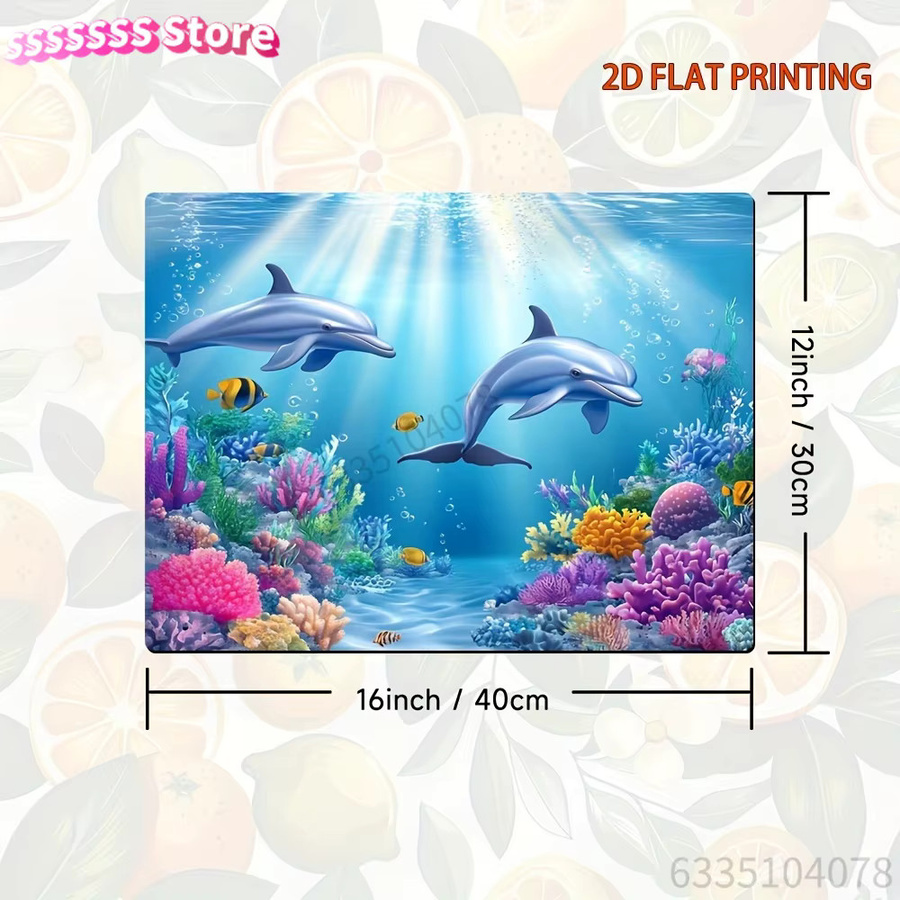 Haier Gaming-Mausmatte und Abdeckmatte mit Unterwasser-Delfin-Korallenriff-Design in Multicolour - Bild 2