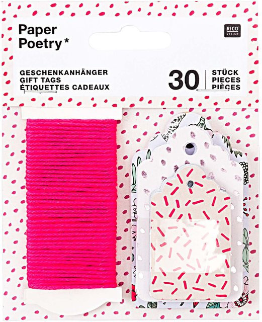 Rico Design Paper Poetry Geschenkanhänger Hygge Flowers in Gold und Multicolour, 30 Stück - Bild 1
